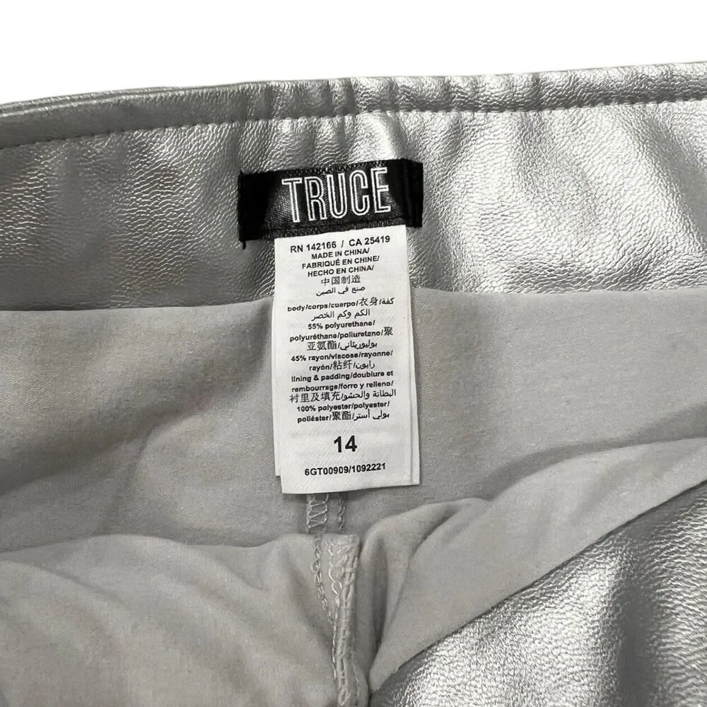 Truce Girls Metallic Silver Quilted Mini Skort 14